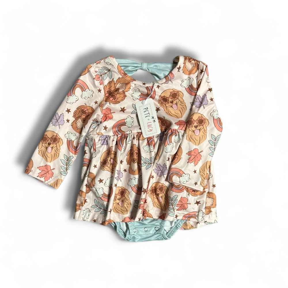 **NWT** Pete + Lucy Autumn Dog Pattern Onesie